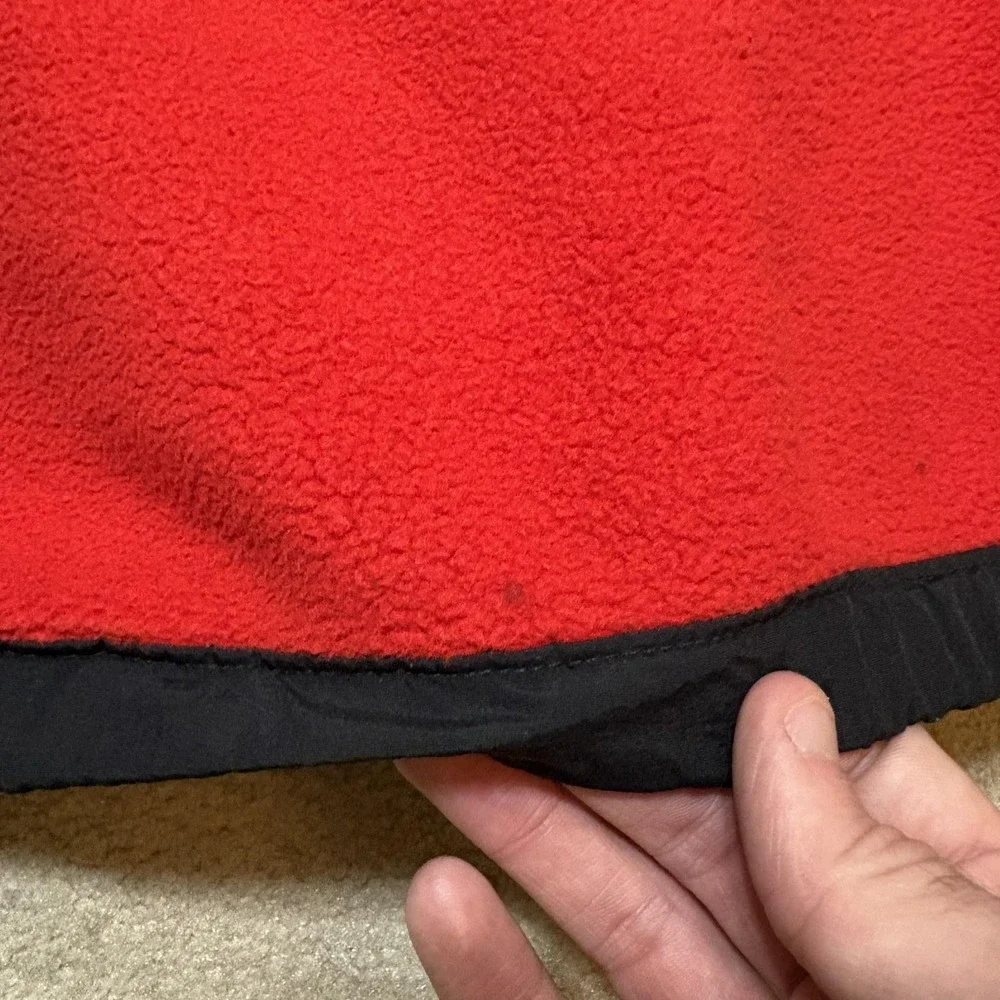 The North Face Denali Jacket Boys Small 7/8 Red Black Fleece Full Zip Pockets